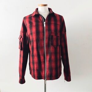 KOLLAR Red Plaid Zip Flannel